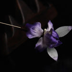 Buddha Stones Handmade Silk Art Purple White Iris Protection Brooch
