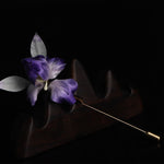 Buddha Stones Handmade Silk Art Purple White Iris Protection Brooch
