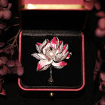 Buddha Stones Lotus Flower Pearl New Beginning Copper Brooch