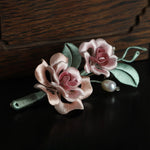 Buddha Stones Handcrafted Silk Art Twin Rose Flower Blessing Harmony Brooch