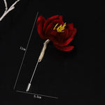 Buddha Stones Cultural Heritage Handcrafted Silk Art Red Camellia Blessing Sincerity Brooch