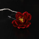 Buddha Stones Cultural Heritage Handcrafted Silk Art Red Camellia Blessing Sincerity Brooch