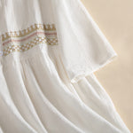 Buddha Stones Embroidery Geometry Half Sleeve Women's Midi Dress With Pockets