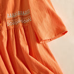 Buddha Stones Embroidery Geometry Half Sleeve Women's Midi Dress With Pockets