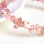 Buddha Stones Natural Aquamarine Peridot Strawberry Quartz Various Crystals Serenity Bracelet