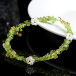 Buddha Stones Natural Aquamarine Peridot Strawberry Quartz Various Crystals Serenity Bracelet