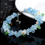 Buddha Stones Natural Aquamarine Peridot Strawberry Quartz Various Crystals Serenity Bracelet