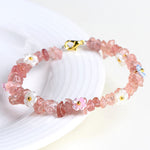 Buddha Stones Natural Aquamarine Peridot Strawberry Quartz Various Crystals Serenity Bracelet