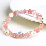 Buddha Stones Natural Aquamarine Peridot Strawberry Quartz Various Crystals Serenity Bracelet