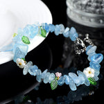 Buddha Stones Natural Aquamarine Peridot Strawberry Quartz Various Crystals Serenity Bracelet