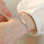 FREE Today: Serenity and Healing Natural Aquamarine Fine 4mm Bead Pearl Bracelet