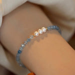 FREE Today: Serenity and Healing Natural Aquamarine Fine 4mm Bead Pearl Bracelet