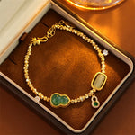 Buddha Stones Gourd Green Agate Zircon Copper Beads Support Chain Bracelet