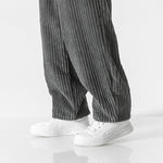 Buddha Stones Retro Winter Solid Color Men's Drawstring Corduroy Harem Pants With Pockets