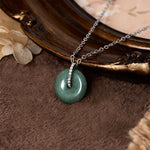 Buddha Stones "FOR DEAREST MOTHER" Peace Buckle Jade 925 Sterling Silver Luck Necklace Pendants Includes Gift Message Card