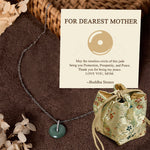 Buddha Stones "FOR DEAREST MOTHER" Peace Buckle Jade 925 Sterling Silver Luck Necklace Pendants Includes Gift Message Card