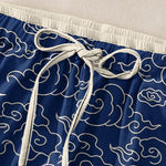 Buddha Stones Pure Cotton Casual Auspicious Cloud Pattern Women's Elastic Waist Pants With Pockets