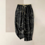 Buddha Stones Cotton Casual Mountain Moon Auspicious Clouds Pattern Women's Elastic Waist Pants With Pockets