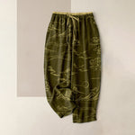 Buddha Stones Cotton Casual Mountain Moon Auspicious Clouds Pattern Women's Elastic Waist Pants With Pockets