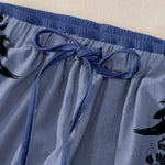 Buddha Stones Cotton Casual Dharma Wheel Lotus OM Pattern Women's Elastic Waist Pants With Pockets