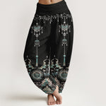 Buddha Stones Cotton Classic Jewelry Butterfly Flower Tassel Pattern Women's Elastic Waist Harem Pants