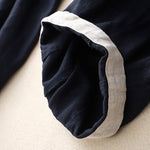 Buddha Stones Summer Plain Elastic Waist Two-tone Cuffs Cropped Women's Tapered Pants With Pockets