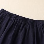 Buddha Stones Summer Plain Elastic Waist Two-tone Cuffs Cropped Women's Tapered Pants With Pockets