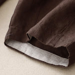 Buddha Stones Summer Plain Elastic Waist Two-tone Cuffs Cropped Women's Tapered Pants With Pockets