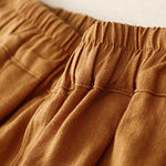 Buddha Stones Summer Plain Elastic Waist Two-tone Cuffs Cropped Women's Tapered Pants With Pockets