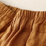 Buddha Stones Summer Plain Elastic Waist Two-tone Cuffs Cropped Women's Tapered Pants With Pockets