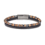 Buddha Stones Lapis Lazuli Tiger Eye Bead Balance Leather Bracelet