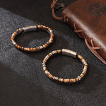 Buddha Stones Lapis Lazuli Tiger Eye Bead Balance Leather Bracelet
