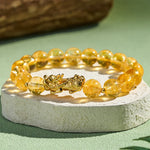 Buddha Stones Natural Citrine PiXiu Prosperity Protection Bracelet