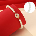Buddha Stones 925 Sterling Silver Hetian White Jade Lotus Symbol Peace Buckle Harmony Beaded Bracelet