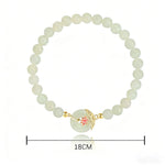 Buddha Stones 925 Sterling Silver Hetian White Jade Lotus Symbol Peace Buckle Harmony Beaded Bracelet