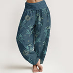 Buddha Stones Cotton Bamboo Geometric Flowers Pattern Women's Elastic Waist Harem Pants