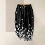 Buddha Stones Pure Cotton Flower Petal Pattern Women's Elastic Waist Pants With Pockets