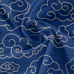 Buddha Stones Cotton Cloud Pattern Men's Short Sleeve Half Button Shirt