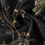 Buddha Stones Cotton Wave Dragon Flower Pattern Men's Short Sleeve Half Button Shirt