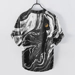 Buddha Stones Cotton Tai Chi Pattern Men's Short Sleeve Half Button Shirt
