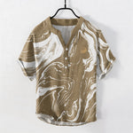 Buddha Stones Cotton Tai Chi Pattern Men's Short Sleeve Half Button Shirt