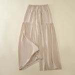 Buddha Stones Women's Summer High Elastic Waist Full Length Wide Leg Pants