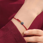 Buddha Stones Jade Flower Luck Copper Coin Red String Bracelet