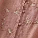 Buddha Stones Stand Collar Embroidery Button Design Three Quarter Sleeve Summer Women's Shirt