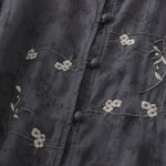 Buddha Stones Stand Collar Embroidery Button Design Three Quarter Sleeve Summer Women's Shirt