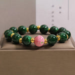 Buddha Stones Green Liuli Glass Blessings Bracelet