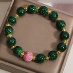Buddha Stones Green Liuli Glass Blessings Bracelet