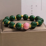 Buddha Stones Green Liuli Glass Blessings Bracelet