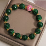 Buddha Stones Green Liuli Glass Blessings Bracelet