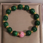 Buddha Stones Green Liuli Glass Blessings Bracelet